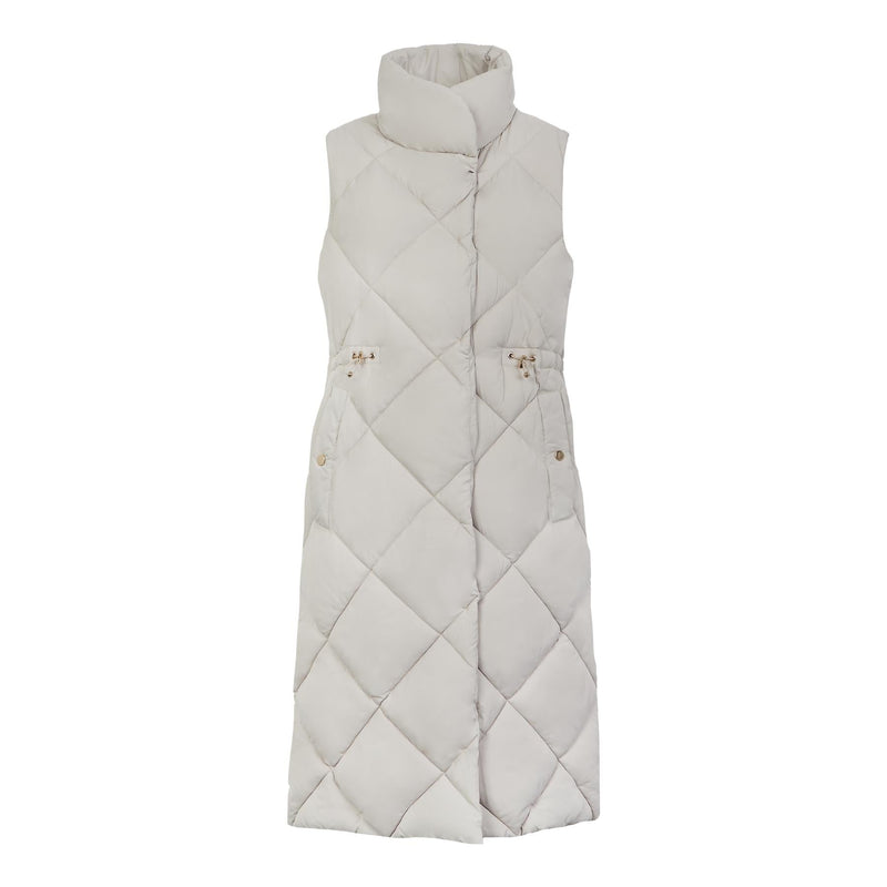 Spindle Womens Diamond Quilted Padded Long Sleeveless Jacket Funnel Neck Outerwear Ladies Waistcoat Gilet Longline Coat Bodywarmer without hood Vest Adjustable Waist