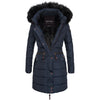 Spindle Women's Quilted Hooded Jacket Erica Navy Blue