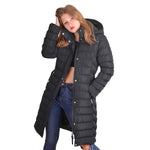 Womens Long  Hooded Padded Puffer Parka Ladies Winter Jacket Coat Black