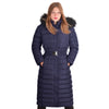 Spindle Womens Maxi Long Hooded Fur Puffer Quilted Parka Coat Extra Long | Ladies Full Length Winter Jacket Blue