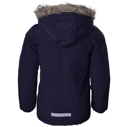 52_DNM Children's Boys Winter Parka Coat Fur Borg Lined Hood School Jacket -Navy Blue