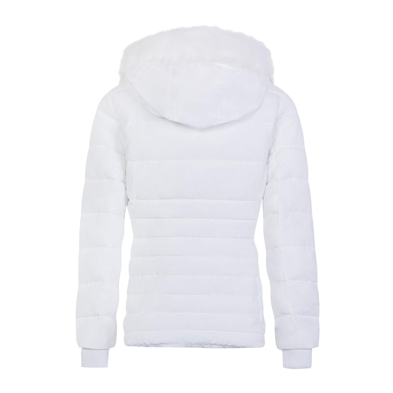 Spindle Womens Ladies Premium Quality Hooded Short Fur Parka Quilted Padded Puffer Coat | Zip Side Pockets | Luxurious Detachable Faux Fur on Hood | Zipped Inner Pocket