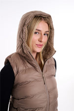 Womens Plain Black Hooded Gilet Body Warmer Padded Sherpa Borg Lined Zip Up Gilet Vest Basic Bodywarmer Short Sleeveless Jacket Zip Pockets