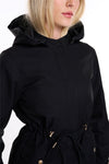 Spindle Womens Hooded Rain Jacket Mac Outdoor Windbreaker Lightweight Spring Summer Autumn Ladies Softshell Coat Adjustable Waist