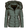 Spindle Womens Ladies Premium Quality Hooded Short Fur Parka Quilted Padded Puffer Coat | Zip Side Pockets | Luxurious Detachable Faux Fur on Hood | Zipped Inner Pocket