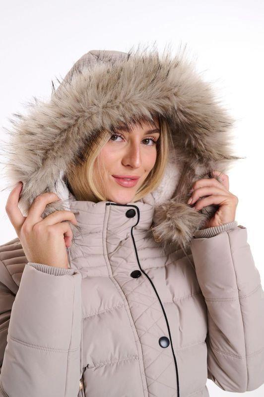 Spindle Womens Ladies Premium Quality Hooded Short Fur Parka Quilted Padded Puffer Coat | Zip Side Pockets | Luxurious Detachable Faux Fur on Hood | Zipped Inner Pocket
