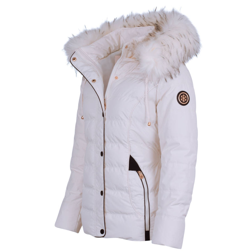 Spindle Womens Ladies Premium Quality Hooded Short Fur Parka Quilted Padded Puffer Coat | Zip Side Pockets | Luxurious Detachable Faux Fur on Hood | Zipped Inner Pocket