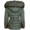 Spindle Womens Ladies Premium Quality Hooded Short Fur Parka Quilted Padded Puffer Coat | Zip Side Pockets | Luxurious Detachable Faux Fur on Hood | Zipped Inner Pocket