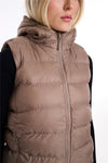 Womens Plain Black Hooded Gilet Body Warmer Padded Sherpa Borg Lined Zip Up Gilet Vest Basic Bodywarmer Short Sleeveless Jacket Zip Pockets