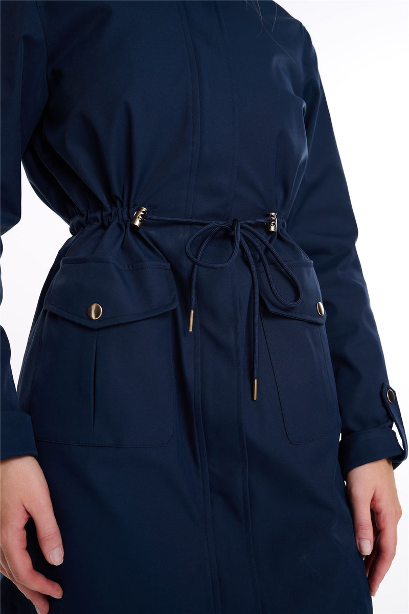 Spindle Womens Hooded Rain Jacket Mac Outdoor Windbreaker Lightweight Spring Summer Autumn Ladies Softshell Coat Adjustable Waist