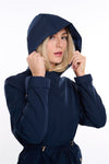 Spindle Womens Hooded Rain Jacket Mac Outdoor Windbreaker Lightweight Spring Summer Autumn Ladies Softshell Coat Adjustable Waist