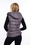 Womens Plain Black Hooded Gilet Body Warmer Padded Sherpa Borg Lined Zip Up Gilet Vest Basic Bodywarmer Short Sleeveless Jacket Zip Pockets