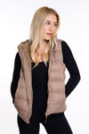 Womens Plain Black Hooded Gilet Body Warmer Padded Sherpa Borg Lined Zip Up Gilet Vest Basic Bodywarmer Short Sleeveless Jacket Zip Pockets