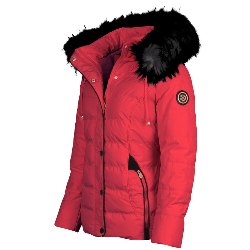 Spindle Womens Ladies Premium Quality Hooded Short Fur Parka Quilted Padded Puffer Coat | Zip Side Pockets | Luxurious Detachable Faux Fur on Hood | Zipped Inner Pocket