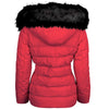 Spindle Womens Ladies Premium Quality Hooded Short Fur Parka Quilted Padded Puffer Coat | Zip Side Pockets | Luxurious Detachable Faux Fur on Hood | Zipped Inner Pocket