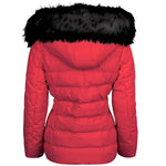 Spindle Womens Ladies Premium Quality Hooded Short Fur Parka Quilted Padded Puffer Coat | Zip Side Pockets | Luxurious Detachable Faux Fur on Hood | Zipped Inner Pocket