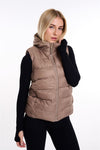 Womens Plain Black Hooded Gilet Body Warmer Padded Sherpa Borg Lined Zip Up Gilet Vest Basic Bodywarmer Short Sleeveless Jacket Zip Pockets