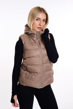 Womens Plain Black Hooded Gilet Body Warmer Padded Sherpa Borg Lined Zip Up Gilet Vest Basic Bodywarmer Short Sleeveless Jacket Zip Pockets