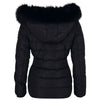 Spindle Womens Ladies Premium Quality Hooded Short Fur Parka Quilted Padded Puffer Coat | Zip Side Pockets | Luxurious Detachable Faux Fur on Hood | Zipped Inner Pocket
