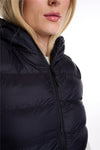 Womens Plain Black Hooded Gilet Body Warmer Padded Sherpa Borg Lined Zip Up Gilet Vest Basic Bodywarmer Short Sleeveless Jacket Zip Pockets