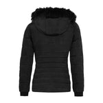 Spindle Womens Ladies Premium Quality Hooded Short Fur Parka Quilted Padded Puffer Coat | Zip Side Pockets | Luxurious Detachable Faux Fur on Hood | Zipped Inner Pocket