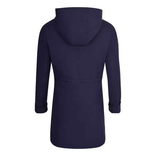 Womens Premium Quality Rain Mac Rain Jacket Hood Ladies Trench Coat Long Water Repellent Outdoor Coat with Pockets Hooded Kagoule Hooded Festival Anorak with adjustable waist and roll up sleeves. Black and Navy Blue