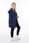 Spindle Womens Hooded Rain Jacket Mac Outdoor Windbreaker Lightweight Spring Summer Autumn Ladies Softshell Coat Adjustable Waist