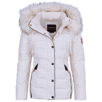Spindle Womens Ladies Premium Quality Hooded Short Fur Parka Quilted Padded Puffer Coat | Zip Side Pockets | Luxurious Detachable Faux Fur on Hood | Zipped Inner Pocket