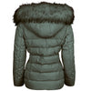 Spindle Womens Ladies Premium Quality Hooded Short Fur Parka Quilted Padded Puffer Coat | Zip Side Pockets | Luxurious Detachable Faux Fur on Hood | Zipped Inner Pocket