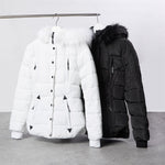 Spindle Womens Ladies Premium Quality Hooded Short Fur Parka Quilted Padded Puffer Coat | Zip Side Pockets | Luxurious Detachable Faux Fur on Hood | Zipped Inner Pocket