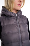 Womens Plain Black Hooded Gilet Body Warmer Padded Sherpa Borg Lined Zip Up Gilet Vest Basic Bodywarmer Short Sleeveless Jacket Zip Pockets