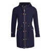 Womens Premium Quality Rain Mac Rain Jacket Hood Ladies Trench Coat Long Water Repellent Outdoor Coat with Pockets Hooded Kagoule Hooded Festival Anorak with adjustable waist and roll up sleeves. Black and Navy Blue
