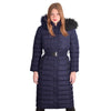 Spindle Womens Maxi Long Hooded Fur Puffer Quilted Parka Coat Extra Long | Ladies Full Length Winter Jacket Blue