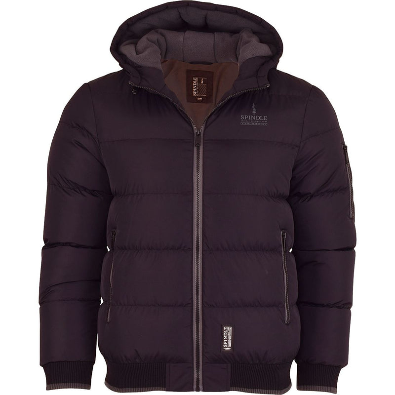 Spindle Children's Boys Padded Winter Coat School Hooded Fleece Lined Jacket Zip Pockets Youths - Black Grey