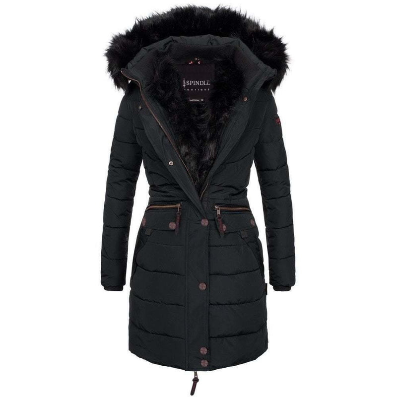 Spindle Women's Quilted Hooded Jacket Erica Black