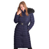 Spindle Womens Maxi Long Hooded Fur Puffer Quilted Parka Coat Extra Long | Ladies Full Length Winter Jacket Blue