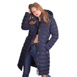 Womens Hooded Padded Puffer Parka Ladies Winter Jacket Coat Blue