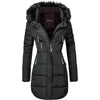 Womens Designer Spindle Long Fur Parka Hooded Jacket Quilted Winter Padded Coat Zip Pockets Mariclare Black Long Parka