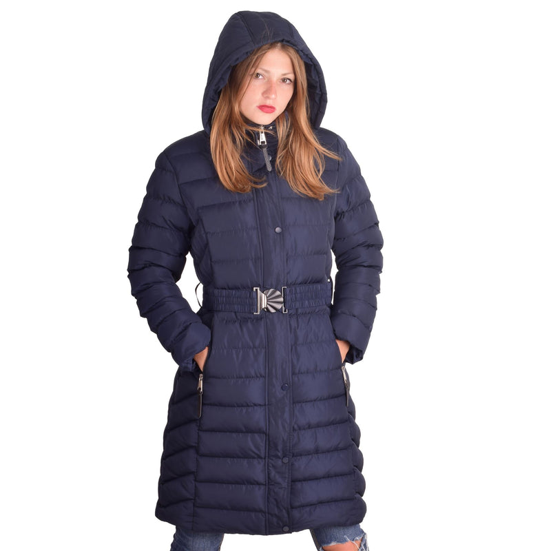 Womens Hooded Padded Puffer Parka Ladies Winter Jacket Coat Blue